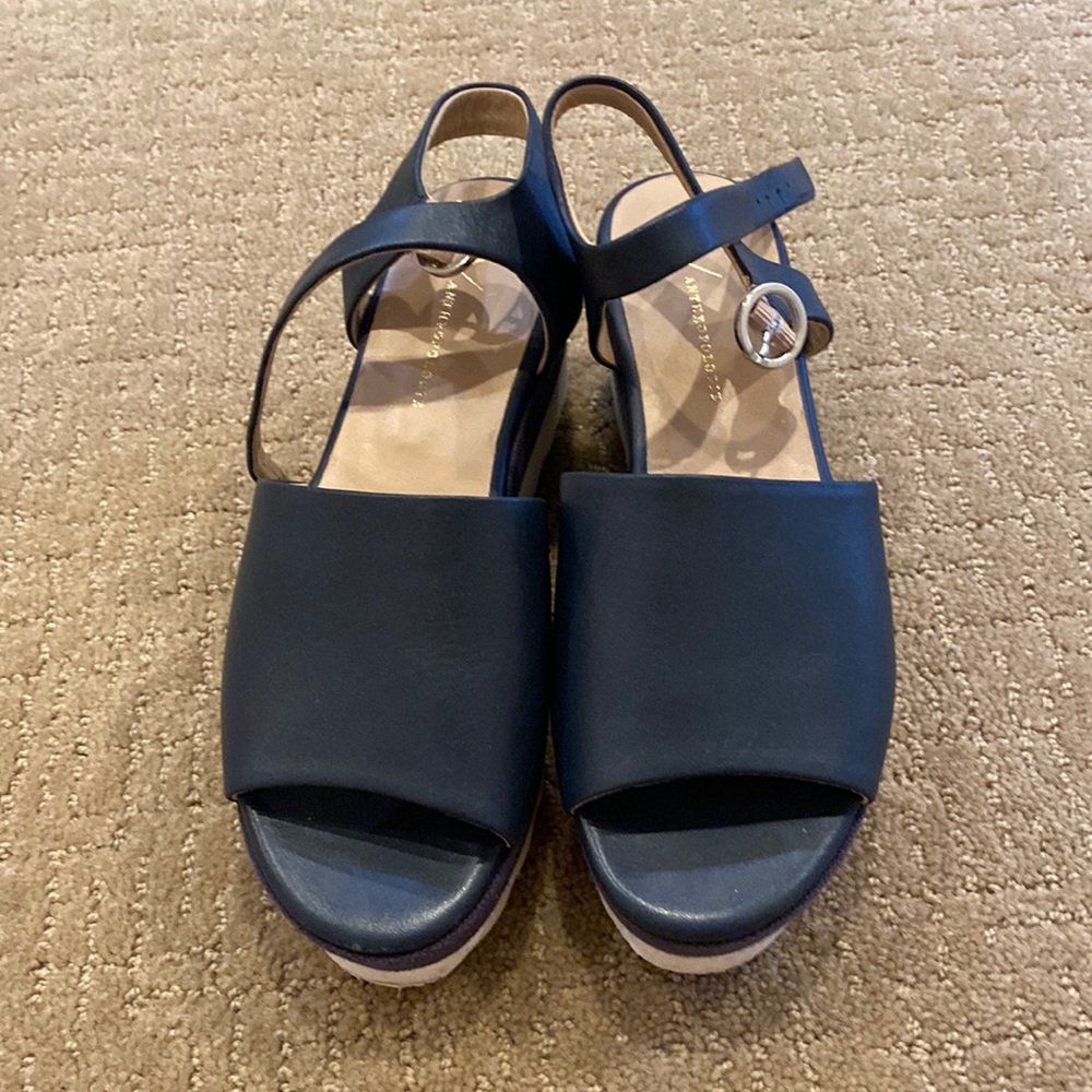 Anthropologie Blue platform sandals